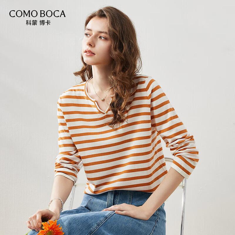 Women's Lyocell Blend Striped Long Sleeve Knit Top