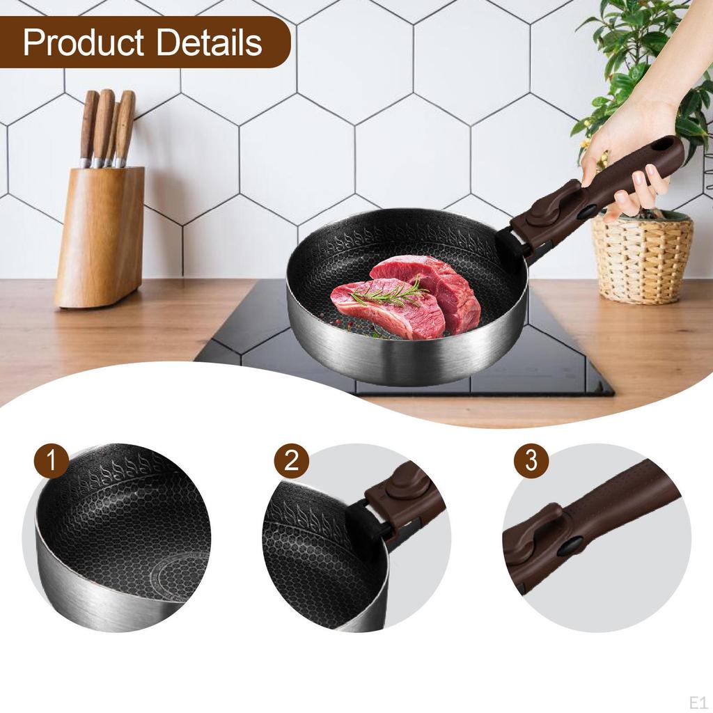 Tigaie antiaderentă Sote Curățare Oțel inoxidabil 316 cu mâner detașabil Tigaie rotundă pentru călătorie