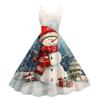 Women's Christmas Print Sexy Off-the-Shoulder Punk Retro Dress