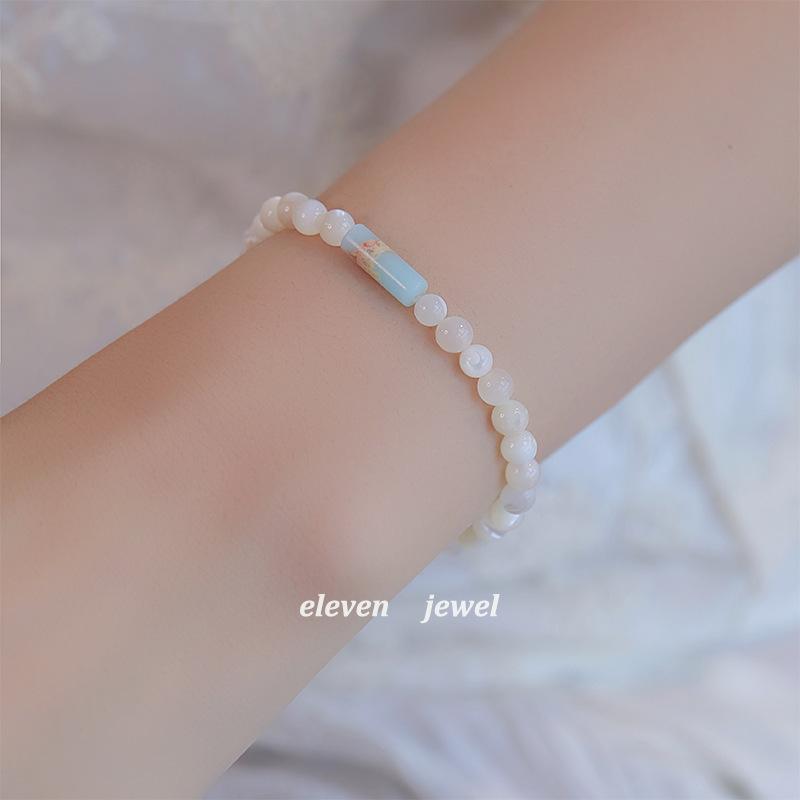 

Moonlight Melody New Chinese Style Shoushan Stone Beaded Layered Bracelet for Women, Light Luxury Niche Exquisite Friendship Jewelry Single bead elastic one-s