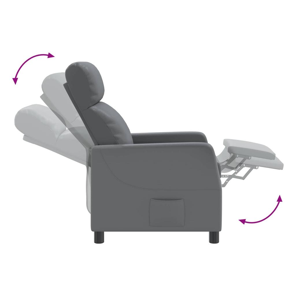 Recliner Chair Gray Faux Leather