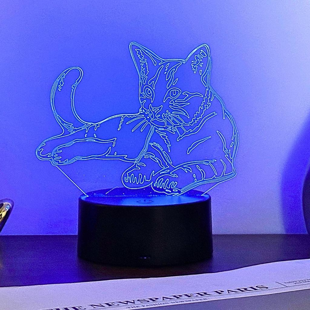 3D Cute Cat Night Light, 7-color RGB Ambient Light, USB Power Supply, Bedroom Desktop Party Decoration Light, Gift Light.