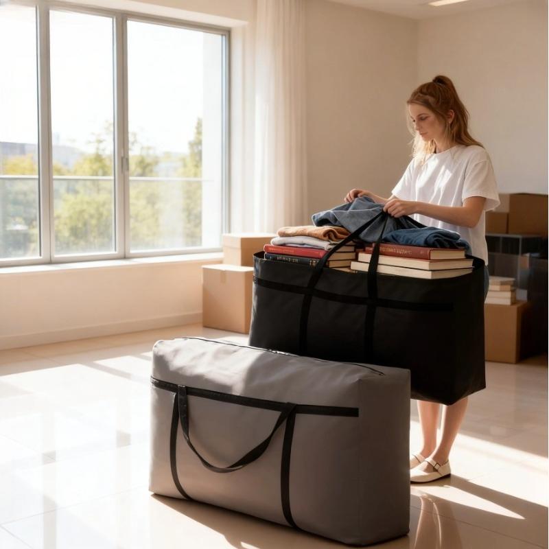 2-Pack Heavy Duty Moving Bags with Handles&Zippers - Extra Large,Durable Polyester Storage for Clothes,College Dorm Move&Storage