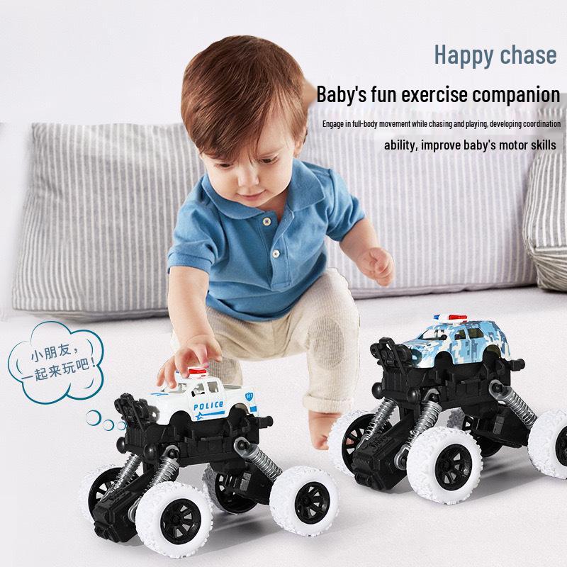 Durable Pull-back Stunt Car with Big Wheels for Kids