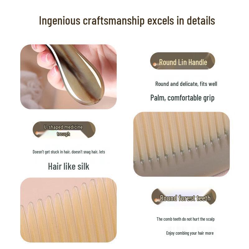 Natural White Buffalo Horn Scalp Massage Comb