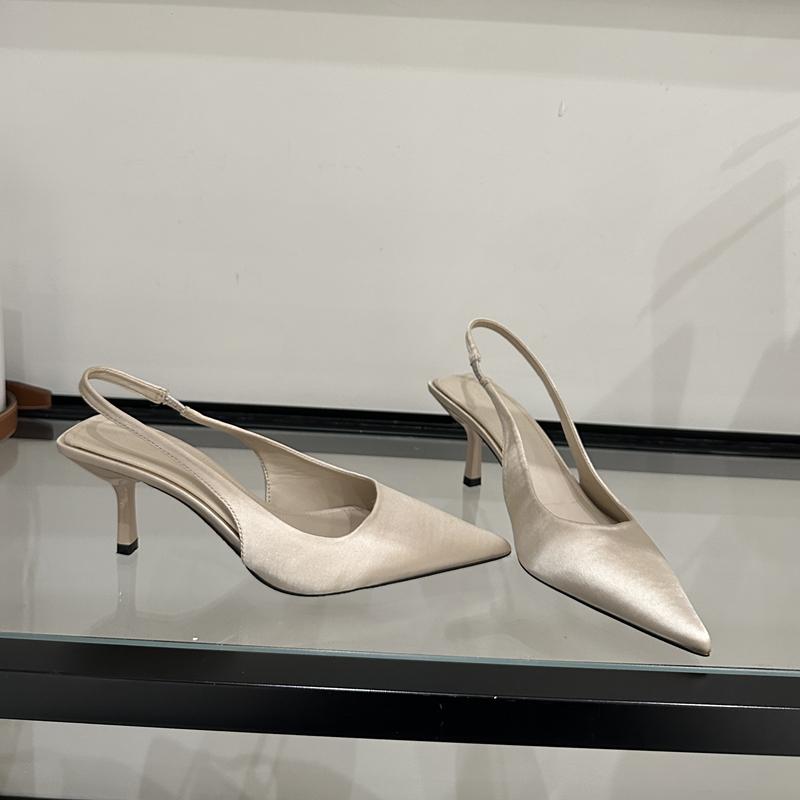 Móda SUOJIALUN 2025 Nová Značka Dámské Sandály Módní Špičatá Špička Nazouvací Boty Slingback Tenký Vysoký Podpatek Dámské Elegantní Společenské Lodičky