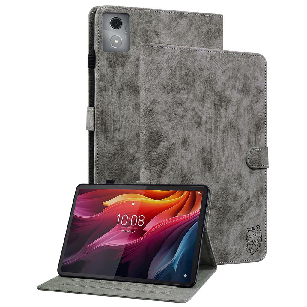 Pro pouzdra Lenovo Tab K11 Plus Protiskluzové s potiskem tygra PU kožené kryt tabletu