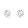 High-End Earrings French Camellia Pearl Stud Earrings New Year'S Tide Retro Temperament Earrings