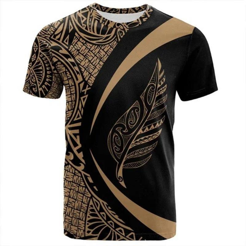 New Zealand Men's 3D Printed Rugby T-shirt, Hawaii Summit, Summer Casual Sports and Fitness Short Sleeved Loose Fitting Clothing