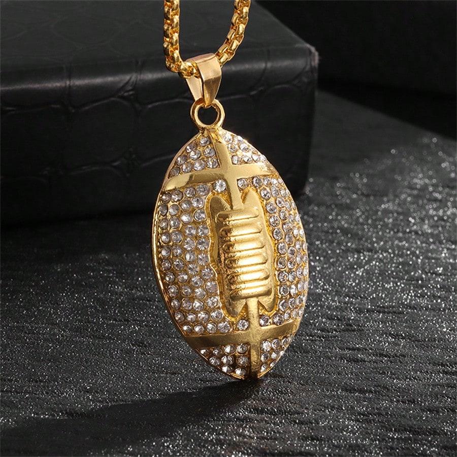 1PC New American Football Necklace Rap Punk Rock Jewelry Gift For Men Women Athletes Accessories