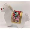Japanese Zodiac Horse Figurine with Decorative Screen Stand, White Clay Traditional Design