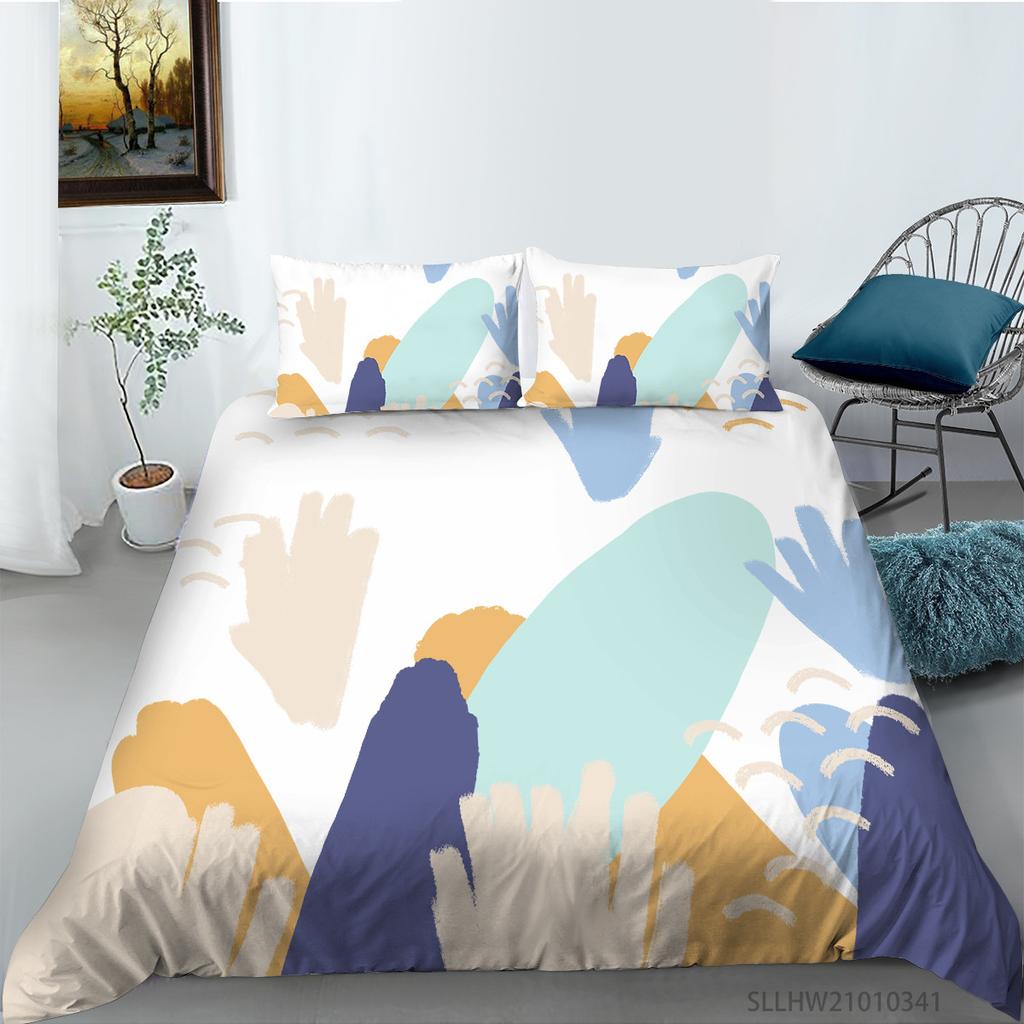 Simple Wind Quilt Cover Pillowcase Two Or Three-Piece Set Painted Series Digital Printing Polyester