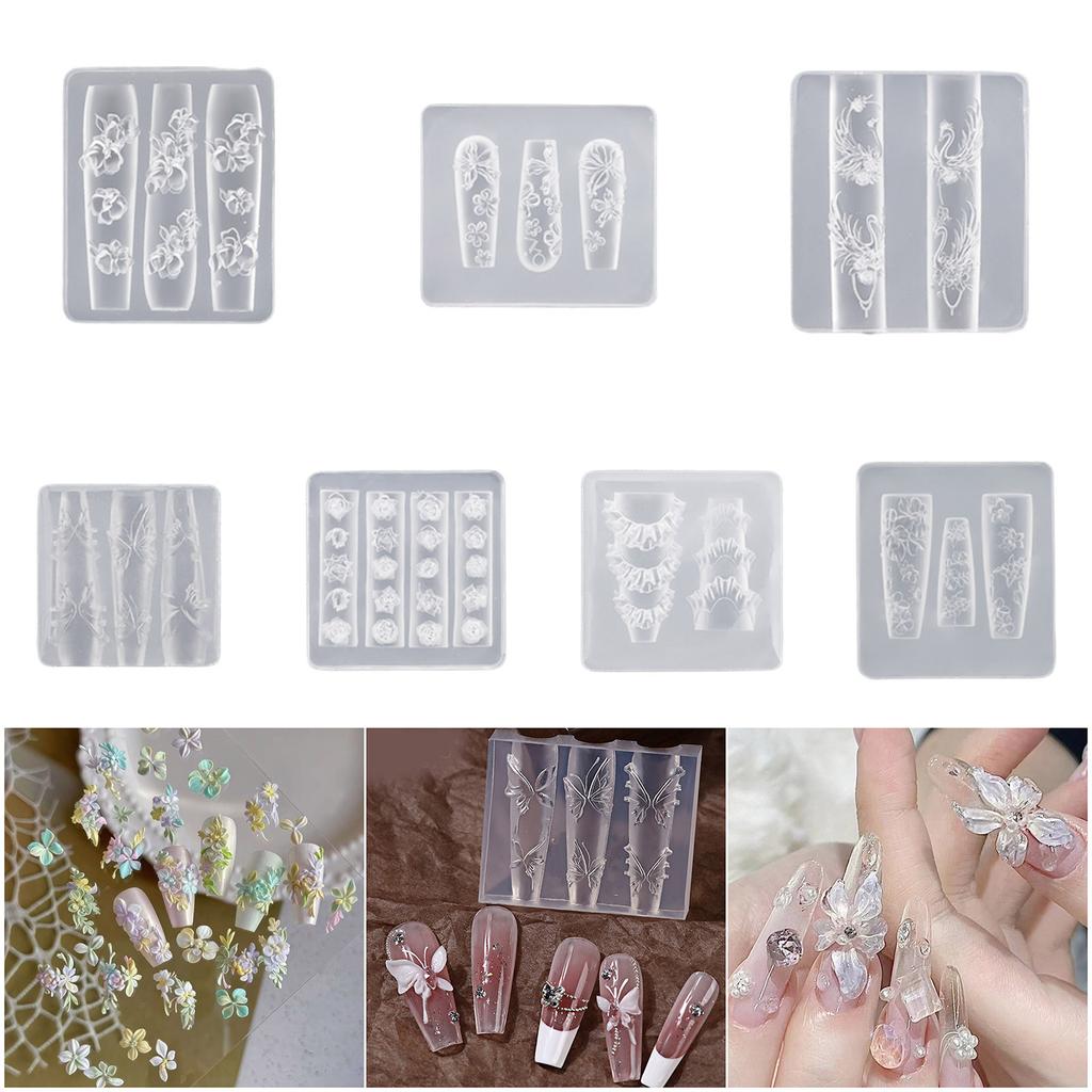 Multipurpose Nail Art Silicone Mould for 3D Designs Butterfly Flower Moon Patterns Portable for Acrylic Craft Supplies