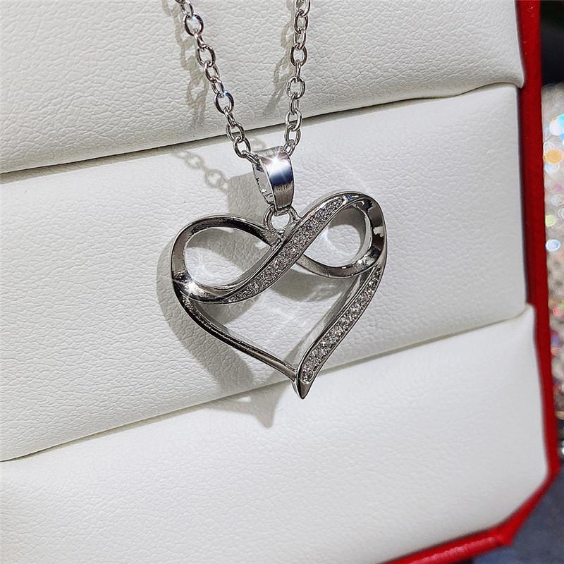 Neue Herzhalskette mit brillantem Kristallzirkonia, luxuriöser Hochzeitsschmuck, modisch, vielseitige Halsketten mit Liebesanhänger