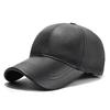 Spring And Autumn Outdoor Leisure Solid Color Leather Baseball Cap With Fleece Windproof And Warmth For Middle-Aged And Elderly