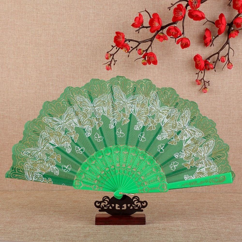 Butterfly Pattern Chinese Style Folding Fan Lace Dance Fan Portable Hand Fans  Hanfu Accessories