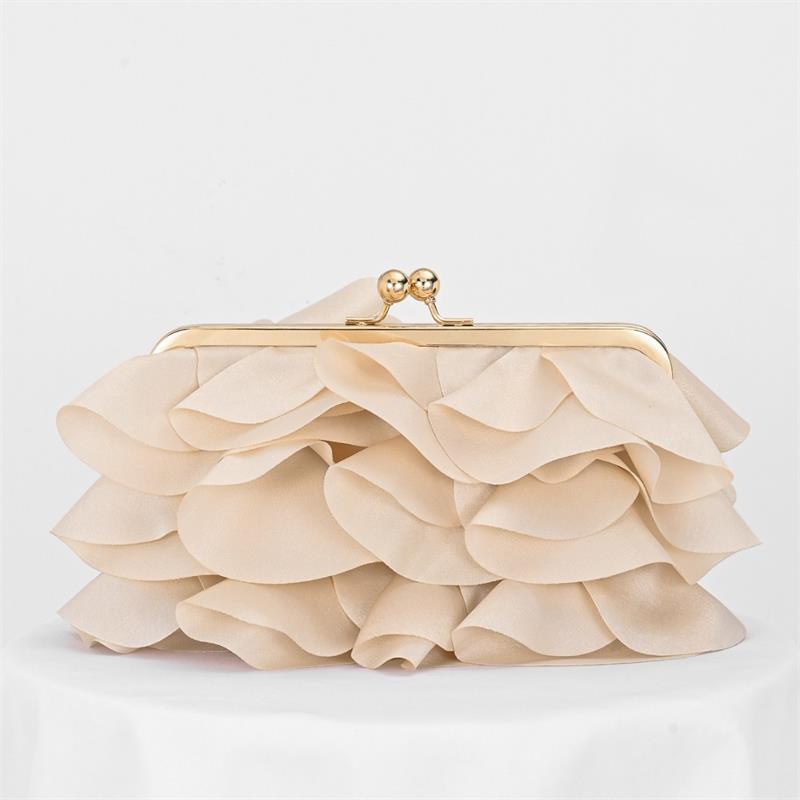 

Ruffled Petal Clutch With Chain Strap Elegant Cloud-shaped Evening Bag Soft Pleated Design Weddings Parties Women Sweet Handbag абрикосовый