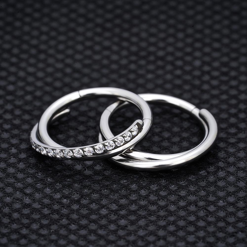 Brincos Clicker Argola de Titânio G23 Grau Cirúrgico com Dobradiça Sem Costura para Cartilagem Helix Rook Septo Daith Tragus Conch