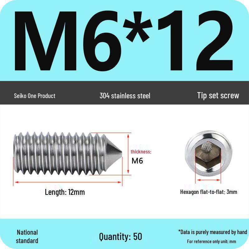 304 Stainless Steel Internal Hex Set Screw | Headless Grub Screw M2-M16