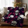 Skull Heart Grid Dark Motif Cartoon Anime Print Flannel Blanket Soft Warm Throw for Kids Bedroom Sofa Christmas Office Car
