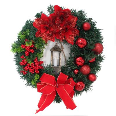 40 cm künstlicher Weihnachtskranz, handgefertigt, kein Verblassen, dekorative Girlande für Innen- und Außentüren