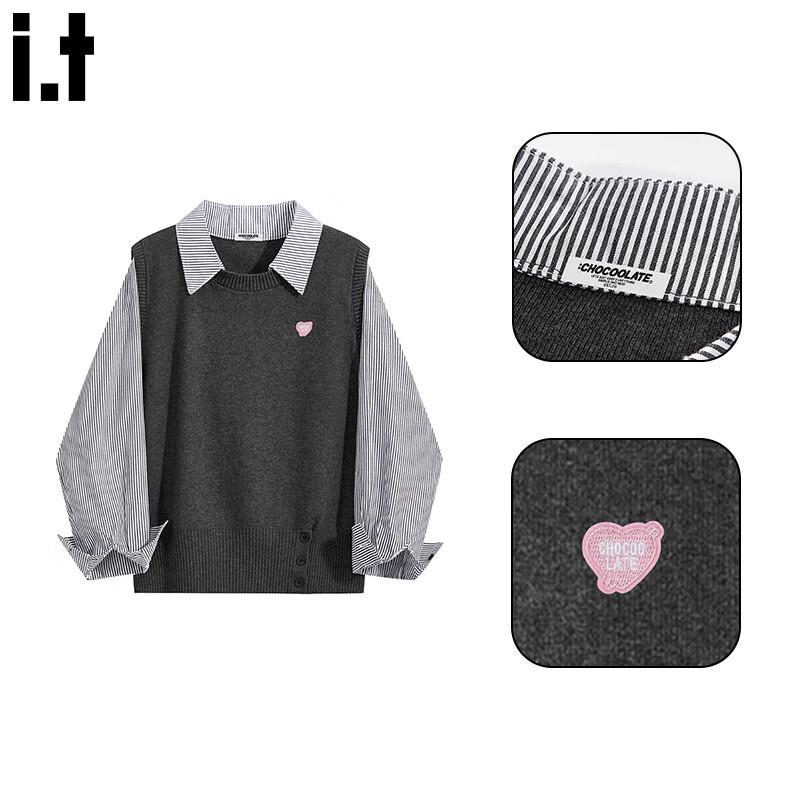 

Women s Faux Two-Piece Striped Knit Pullover Sweater XL