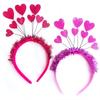 Valentines Day Couple Hairband with Shinning Tinsel Red/ Rose Red Heart Shape Headbands Carnivals Sequins Hair Hoop