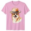 Corgi Dog with Hat Unisexs TShirt Watercolor Style