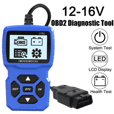 Mehrsprachiges Autodiagnosetool OBD2-Scanner V750 Codeleser Batterietester Lesen Sie die Fahrzeuginformationen Überprüfen Sie das Motorsystem
