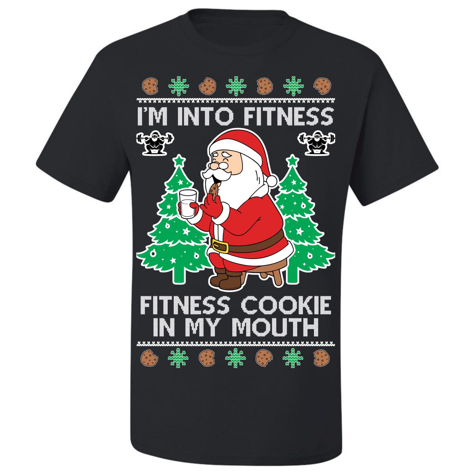Ugly Christmas T-Shirt Fitness This Cookie In My Mouth Tee Shirt L