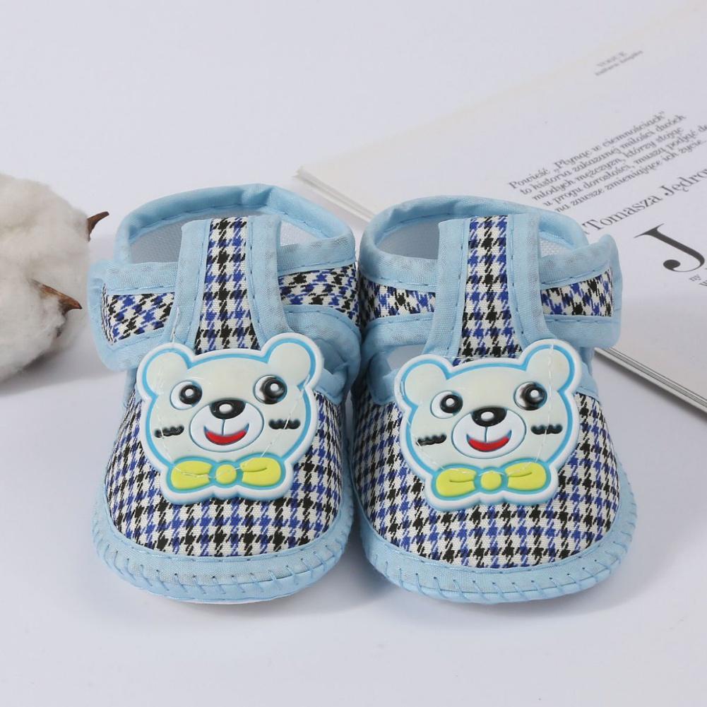 Infant Baby Cartoon Bear Crib Shoes Canvas Shoes Flat Walking Shoes