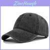Classic Round Top Cotton Baseball Cap Adjustable Sunshade Casual Hat In Black