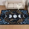 Celestial Moon Phase Mat - Mystic Floral Rug for Living Room, Bedroom & Entryway, Machine Washable Boho Decor Floor Carpet