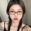 New Retro Oval Small Frame Flat Mirror Y2K Women Anti Blue Light Eyeglasses Personalized Fashion Glasses