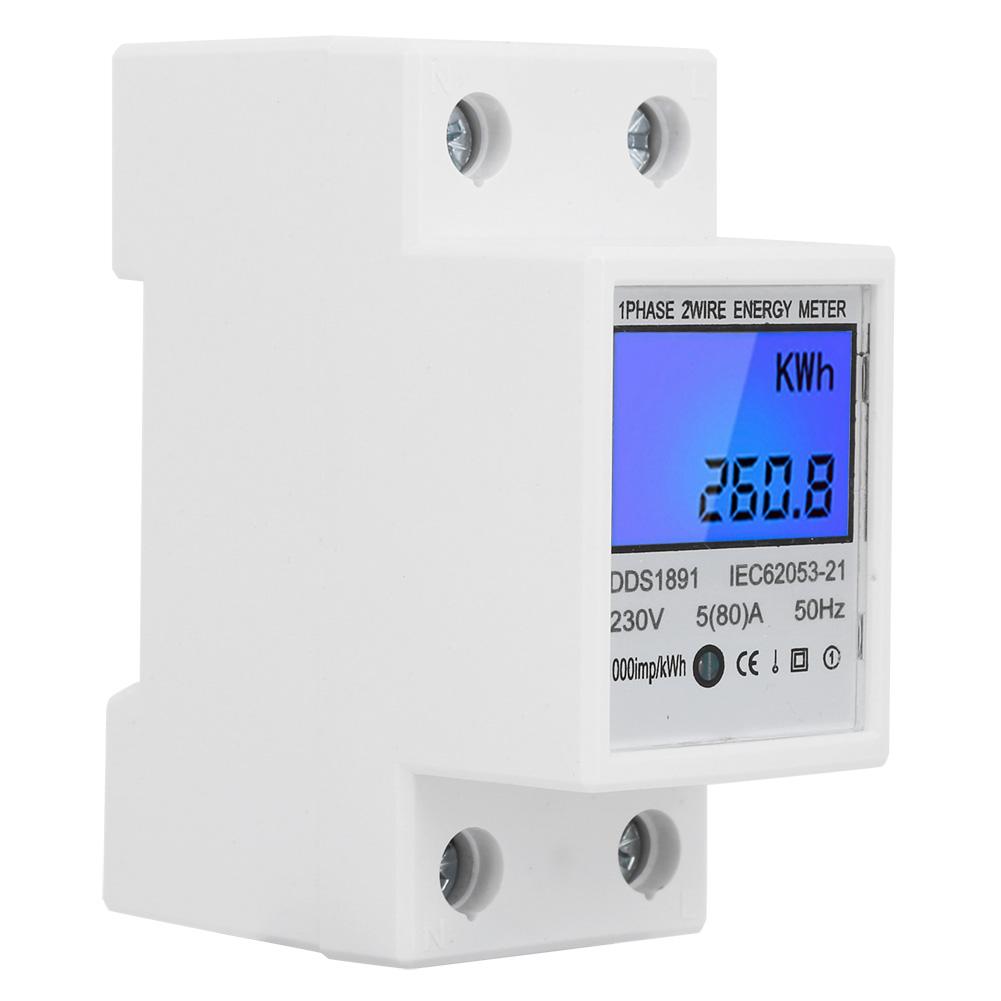Jednofázový elektroměr na DIN lištu 2P Velký displej Multifunkční Podsvícený Elektrický DDS1891