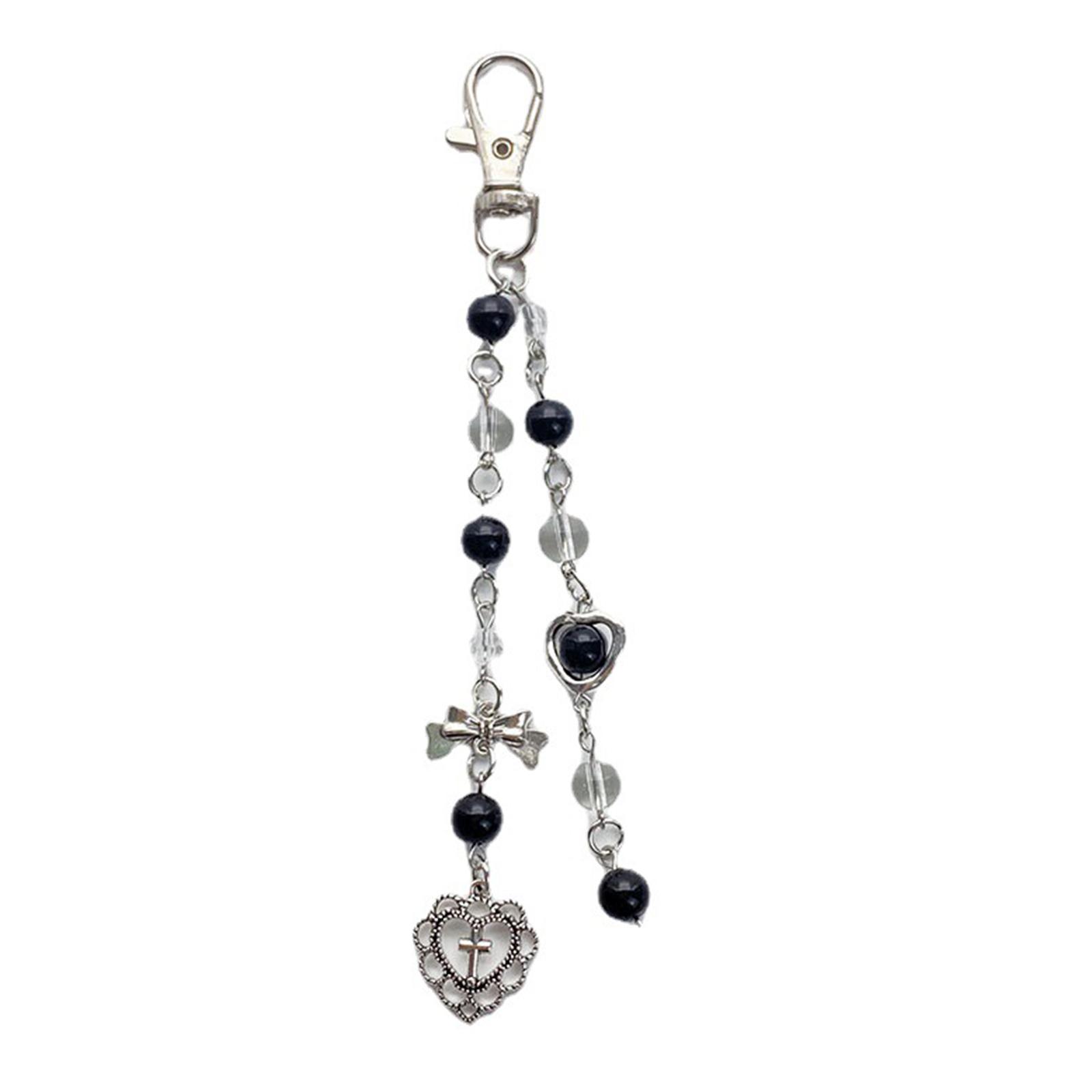 Y2K Bead Keychain Bowknot Heart Cross Korea Handmade DIY Keychain Accessories 1