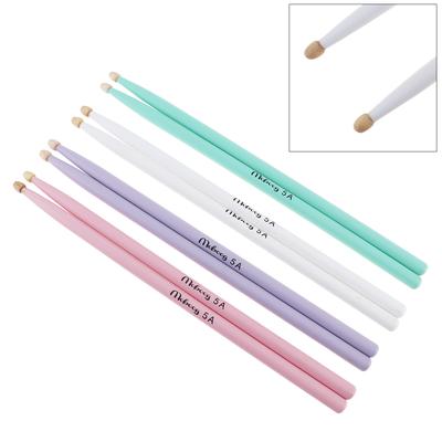 1 paio di bacchette per batteria in legno d'acero colorate, leggere, 5A, per banda musicale, 4 colori opzionali