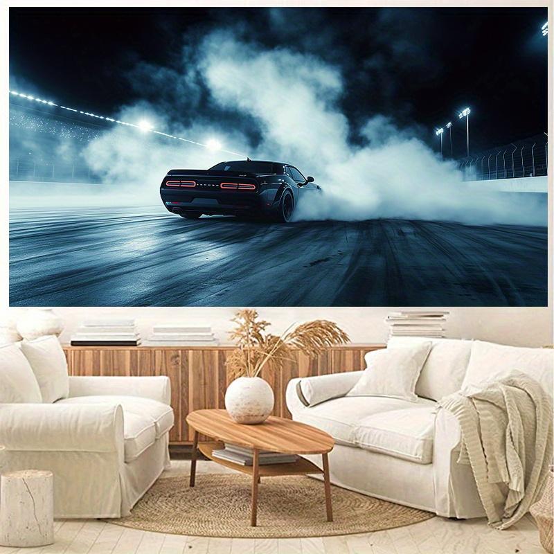 Vintage black sports car Digital printing polyester wall tapestry suitable for use in living rooms bedrooms offices bars party