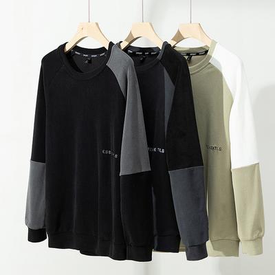 Primavera y Otoño Cuello Redondo Manga Larga Deportivo y Casual Ao Forro Polar Jersey Sudadera Hombre Suelto Hombre Camiseta Base Moderna