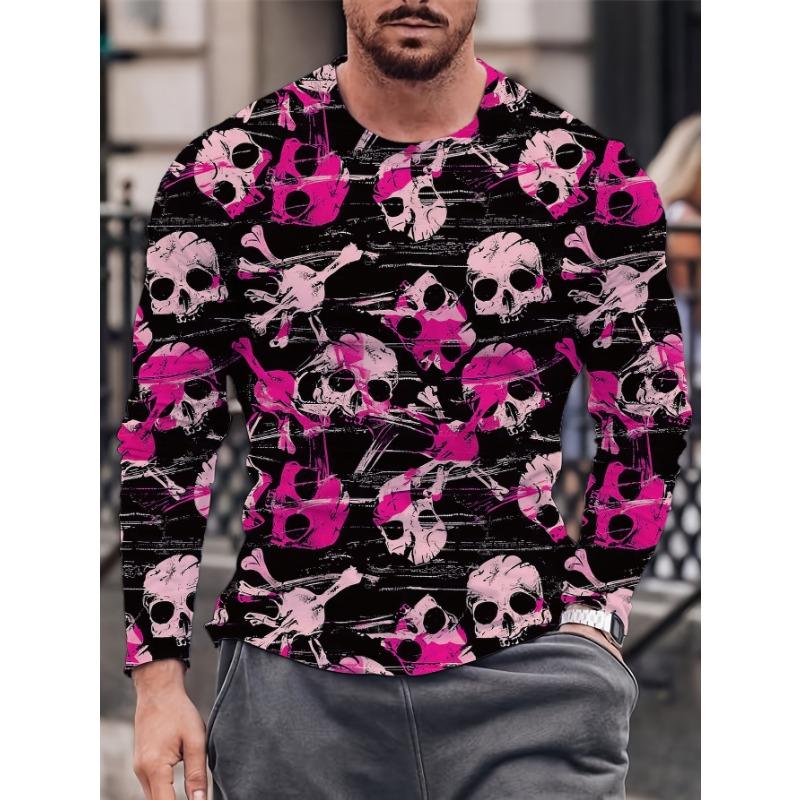 Fashion Pattern Printed T-shirt for Men and Women in Spring and Autumn Casual Outdoor Long Sleeved T-shirt Top Street Clothing