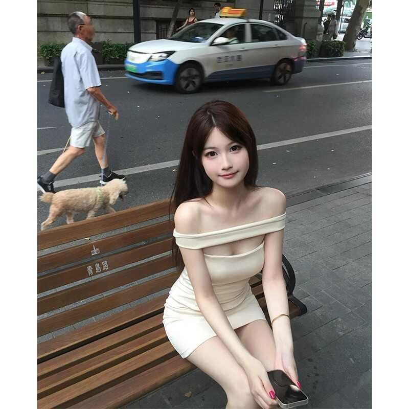 Summer sexy babes pure desire style niche one-word shoulder tube top design sense slim fit hip wrap design sense dress women