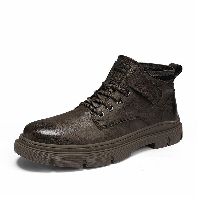 Stivali da Uomo Outdoor Trendy Stivali da Uomo Stile Britannico Scarpe in Pelle Stivali da Uomo Stivaletti da Lavoro