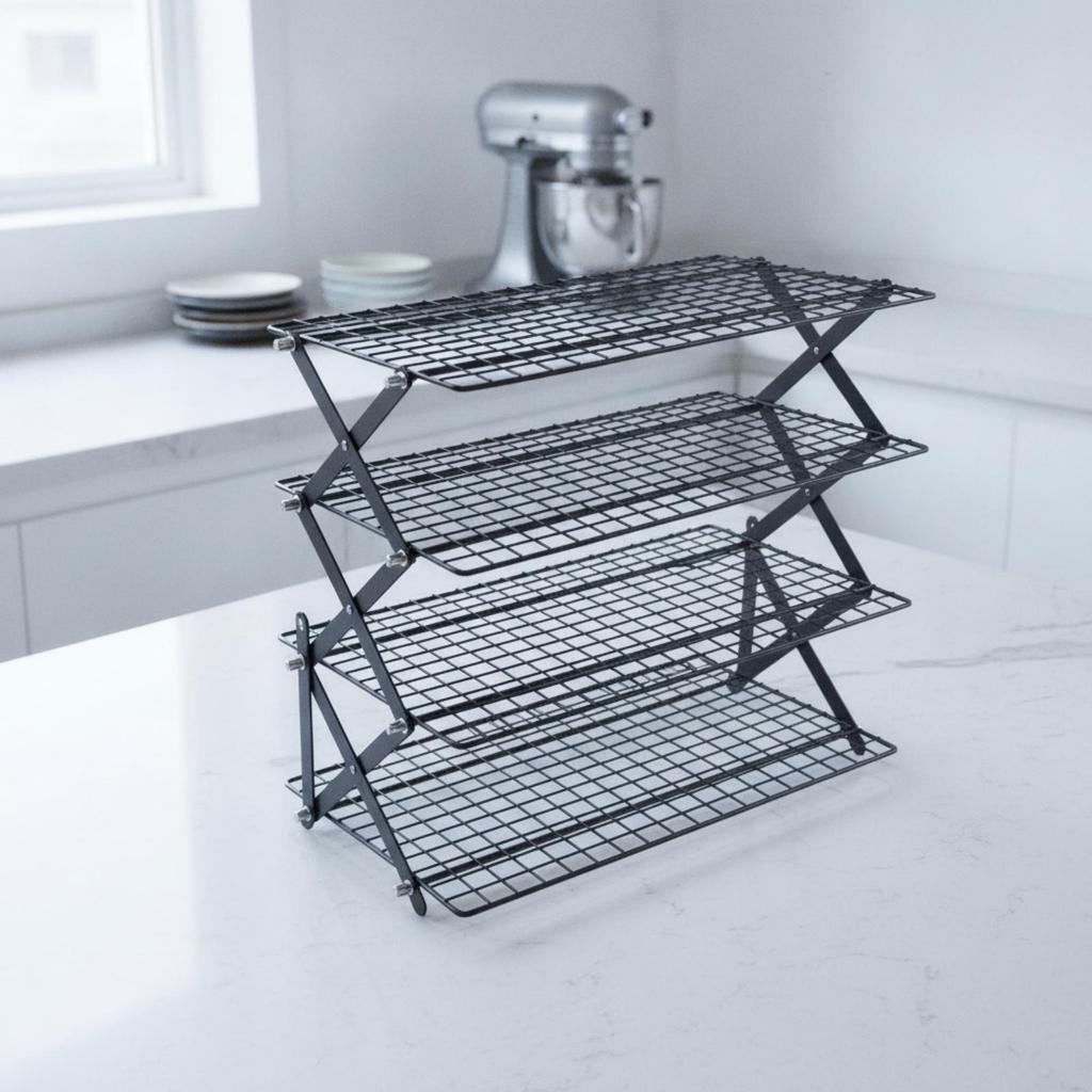 Iron Cooling Rack with Nonstick Coating Foldable SpaceSaving Food Display