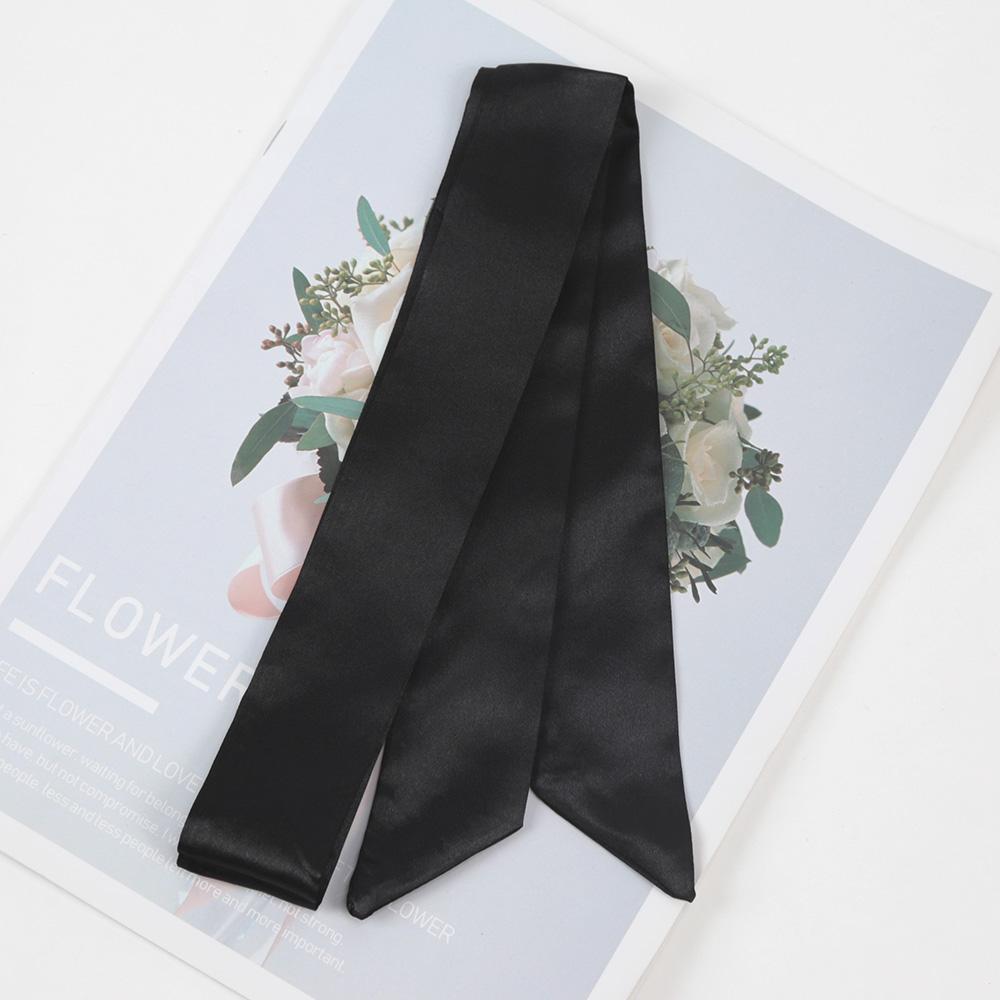 

1PC Women Narrow short Scarf 100x4cm Solid Color Chiffon Silk Rubber Black Bag Ribbon Headbands Choker Streamer Lady Accessories чёрный