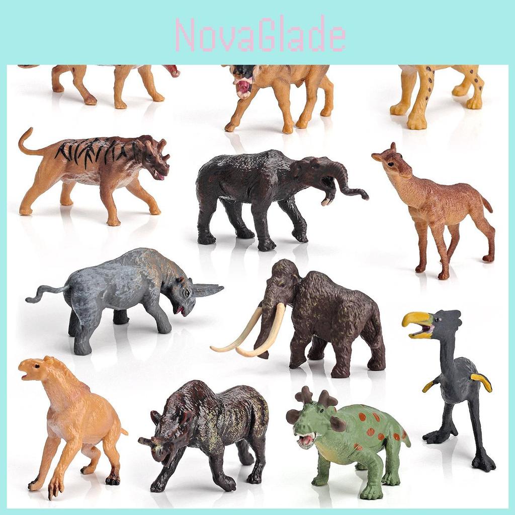 Miniature 12 Piece Forest Animal Model Set Realistic Plastic Prehistoric Mammoth And Rhino Toys