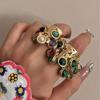 Multi-pendant Fringe Open Ring Vintage Exaggerated Ring Colorful Bead Rings  Party Jewelry
