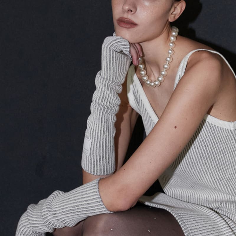 

ouie knit long warmer ivory OU1264 FREE