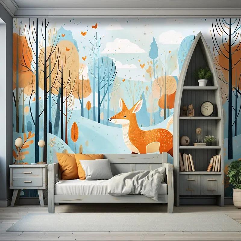 3d Wallpaper Cartoon Forest Animal Wallpaper Sofa Background Wall Mural For Bedroom Cartoon Mural Home Decor