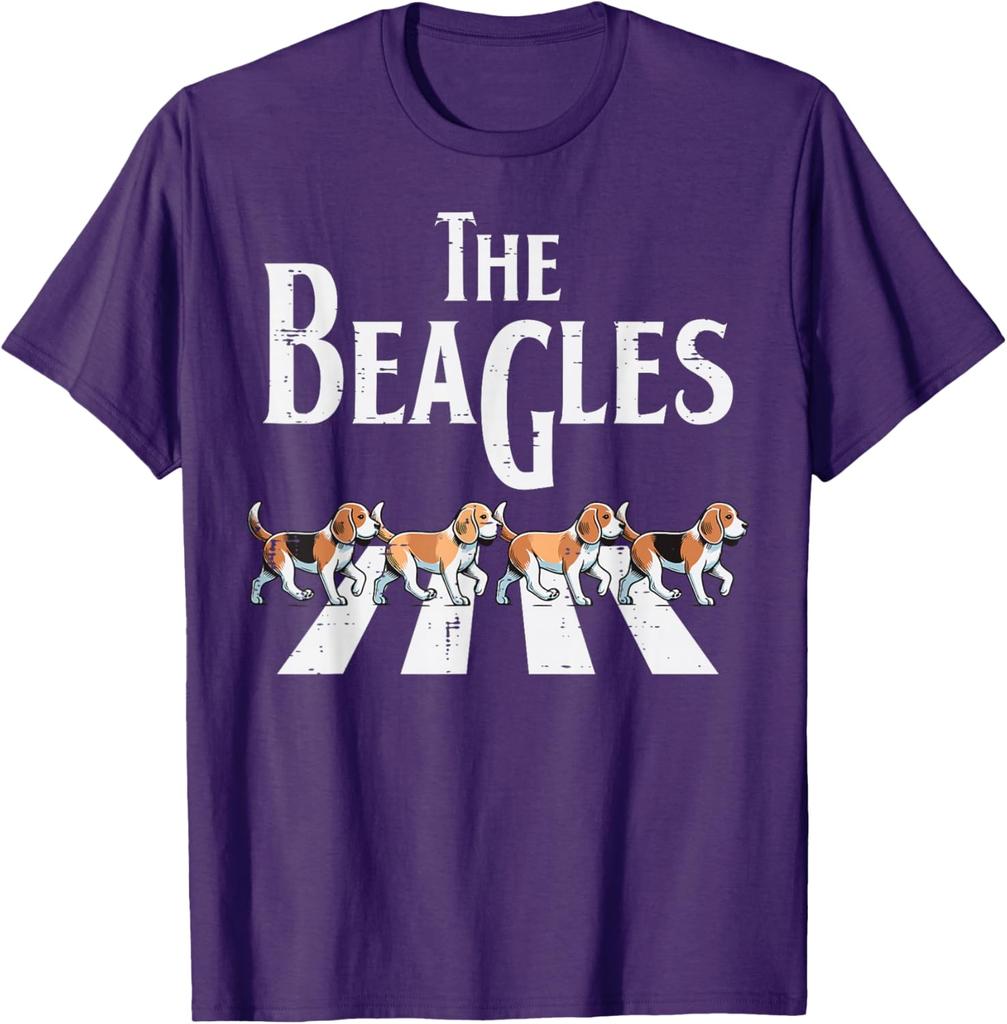 The Beagles Parody Abbey Road Walking Dogs Graphic Tee Casual Cotton TShirt for Men Women