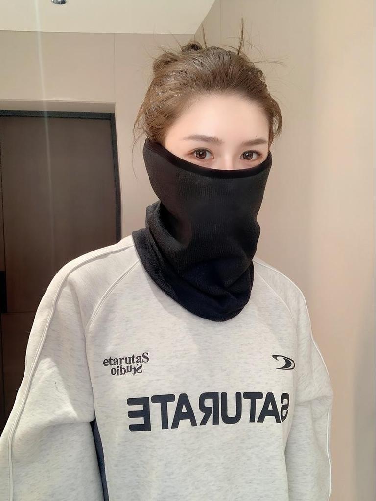 Wavy Fleece Striped Cycling Veil: Windproof, Cold-Proof Mask for Autumn & Winter